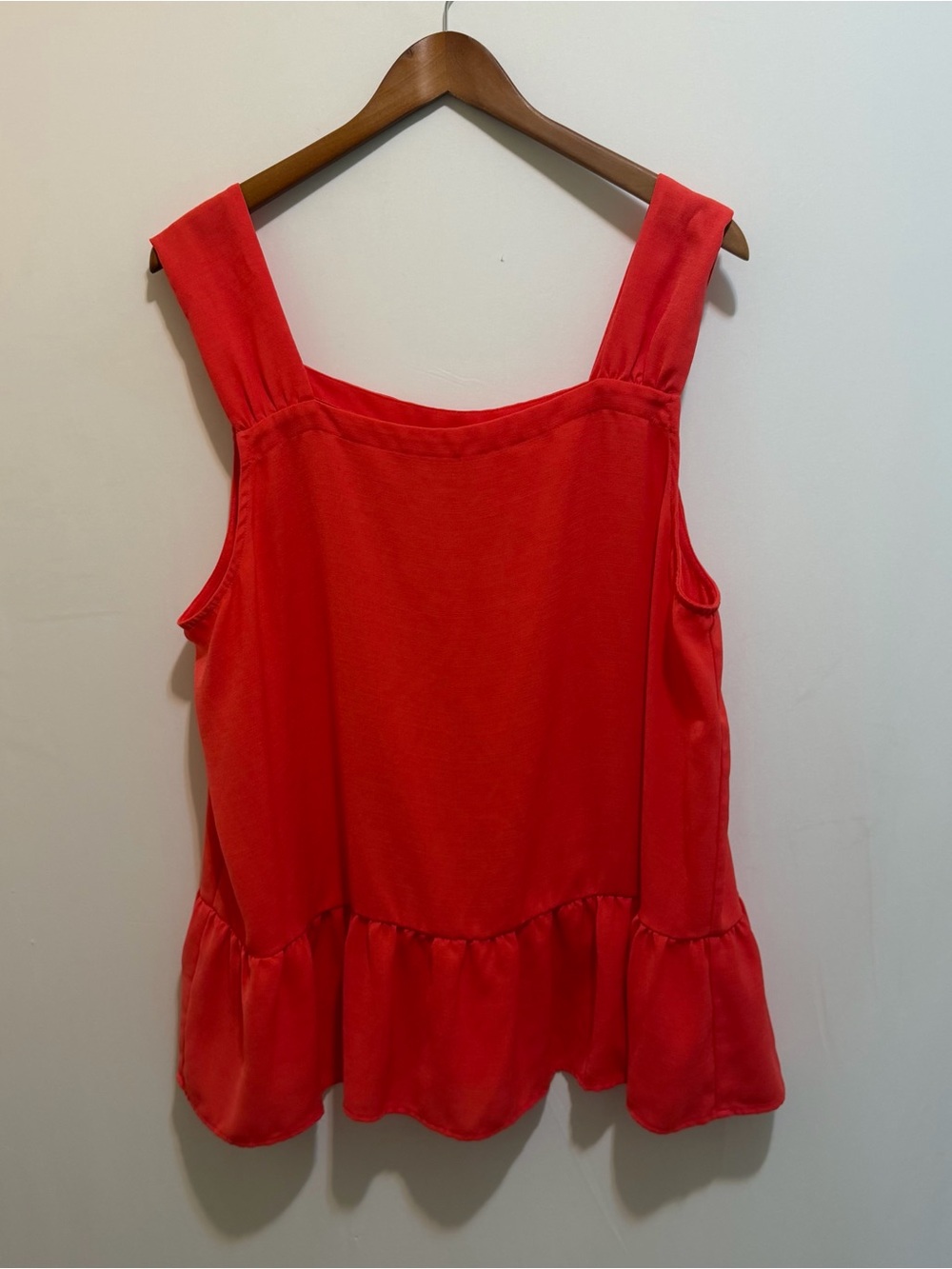 LOFT Bright Red Ruffle Hem Camisole